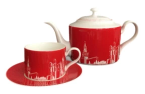 Набор чайный Mix&Match Home Московское чаепитие 5 предметов, фарфор, красно-белый