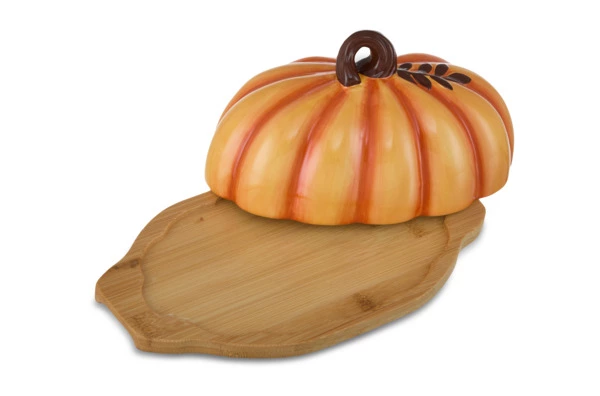 Блюдо с крышкой Decor de table Родная природа Тыковка 28,45х15,75х12,19 см, керамика