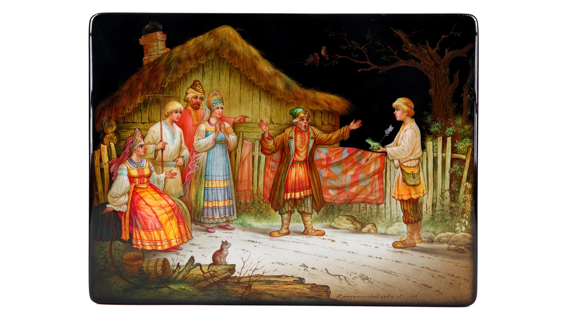 Шкатулка Федоскино Судьба 16х11х4 см, папье-маше