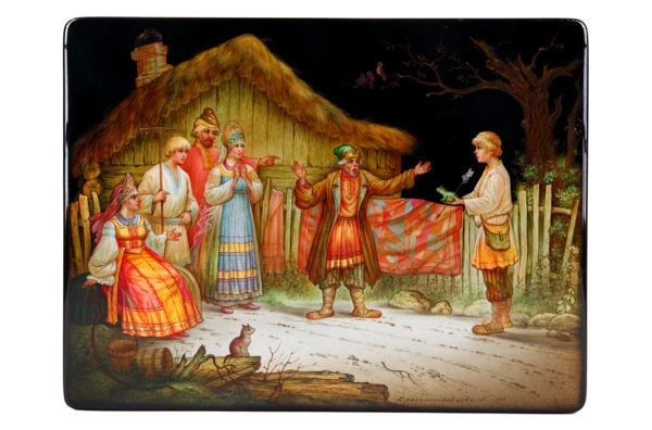 Шкатулка Федоскино Судьба 16х11х4 см, папье-маше