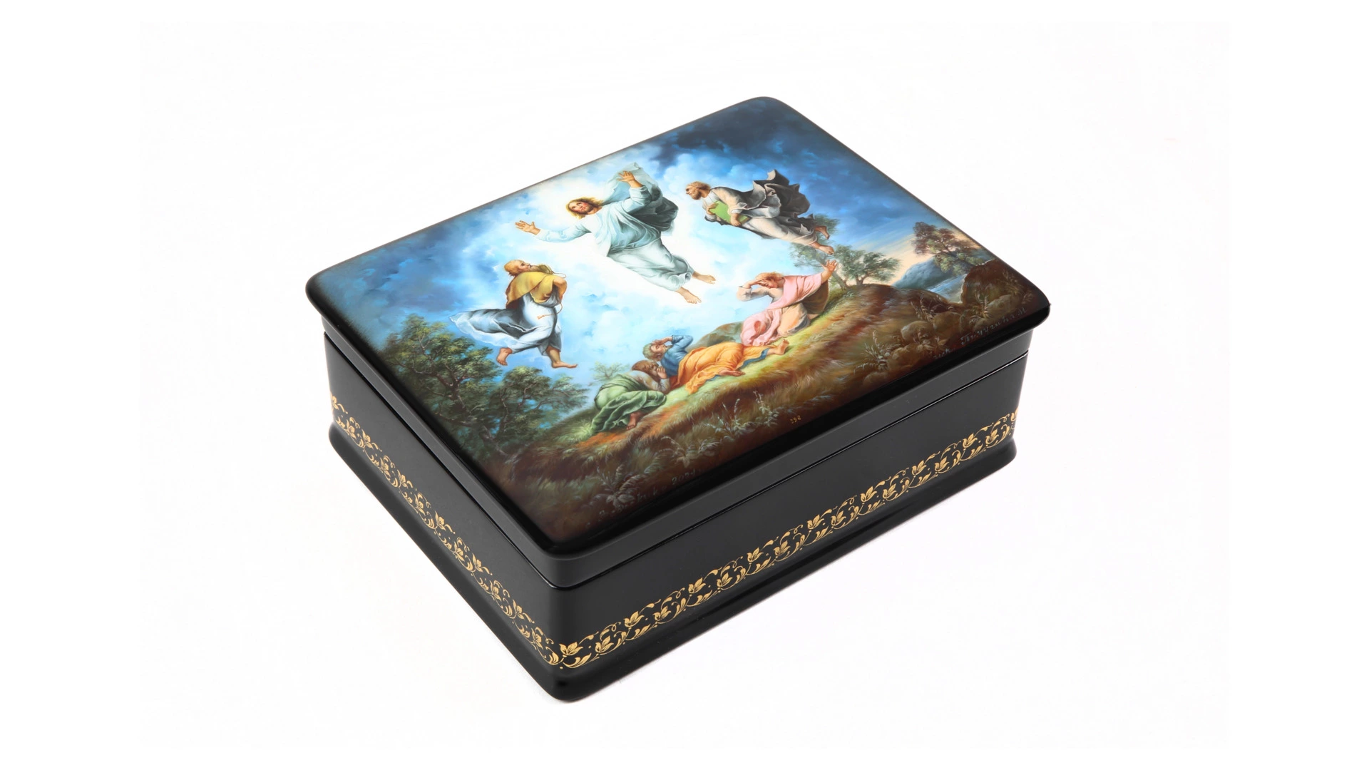 Шкатулка Федоскино Вознесение 18х14х5 см, папье-маше