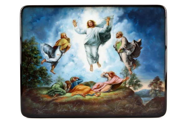 Шкатулка Федоскино Вознесение 18х14х5 см, папье-маше