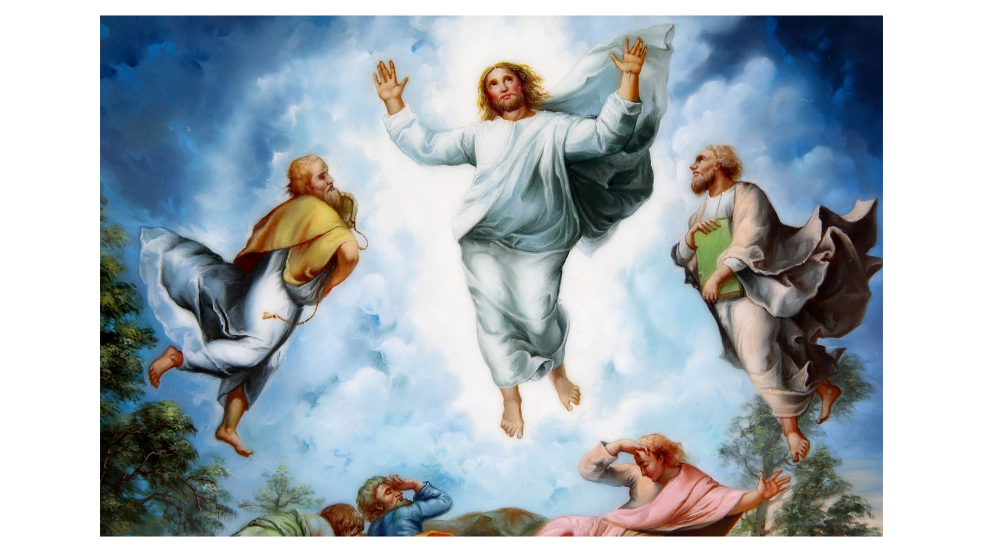 Шкатулка Федоскино Вознесение 18х14х5 см, папье-маше