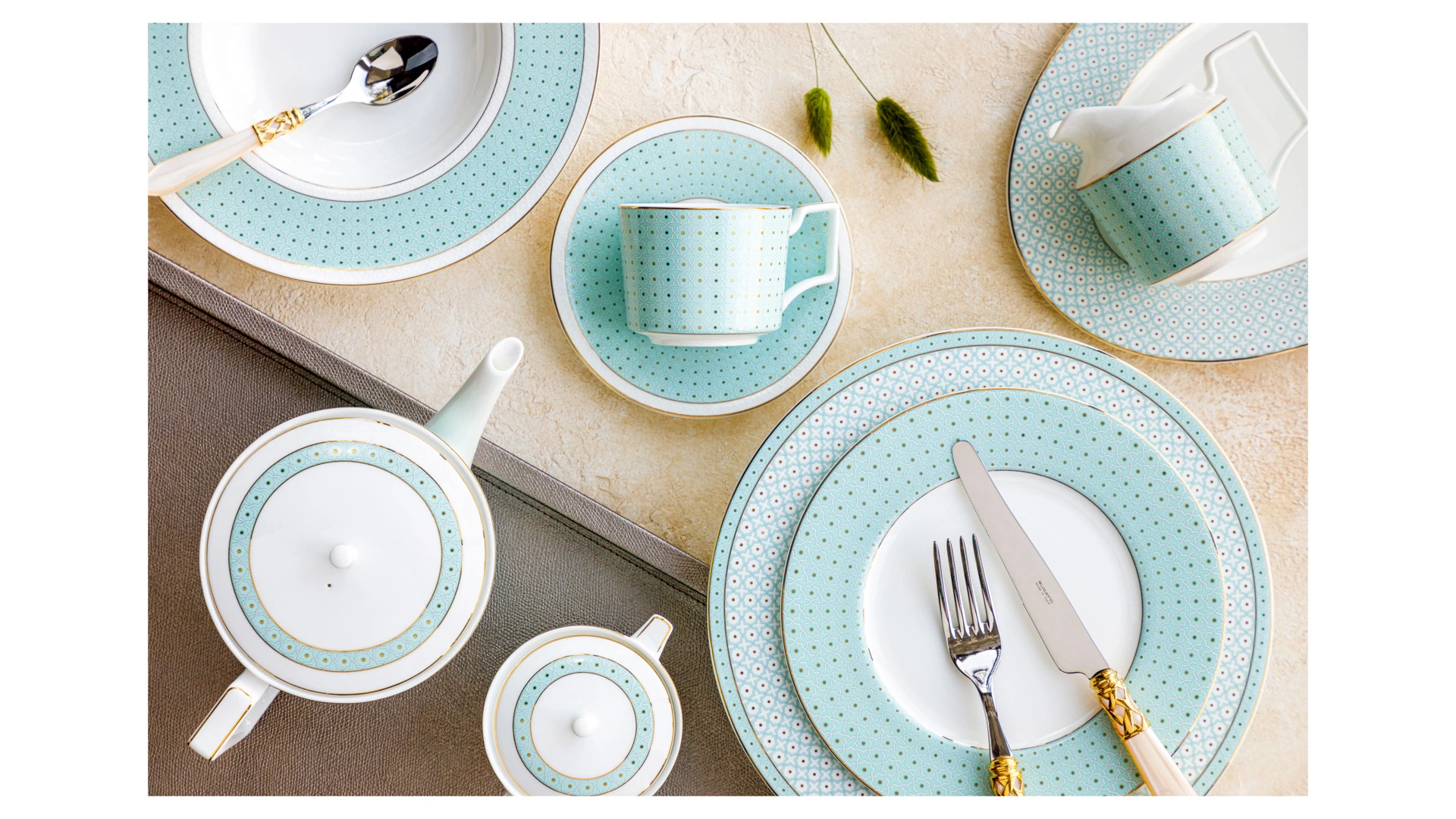 Тарелка суповая Decor de table Бирюза 24 см, фарфор костяной