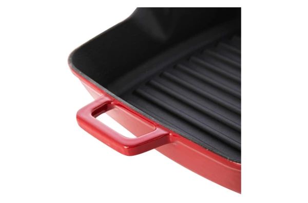 Сковорода-гриль квадратная LAVA 20 см, 1 л, чугун, красная