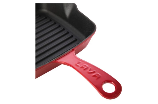Сковорода-гриль квадратная LAVA 20 см, 1 л, чугун, красная