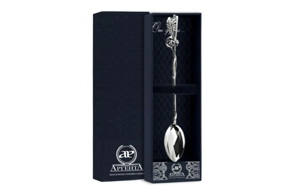 Ложка для размешивания кофе в футляре АргентА От Души Стрекоза 17,3 см 34,94 г, серебро 925