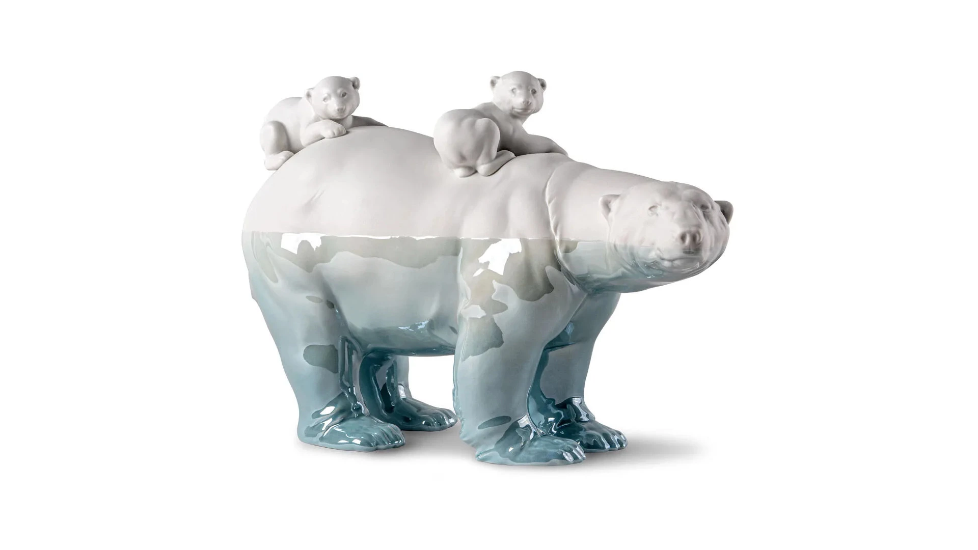 Фигурка Lladro Медведица с медвежатами под водой 39х19х25 см, фарфор