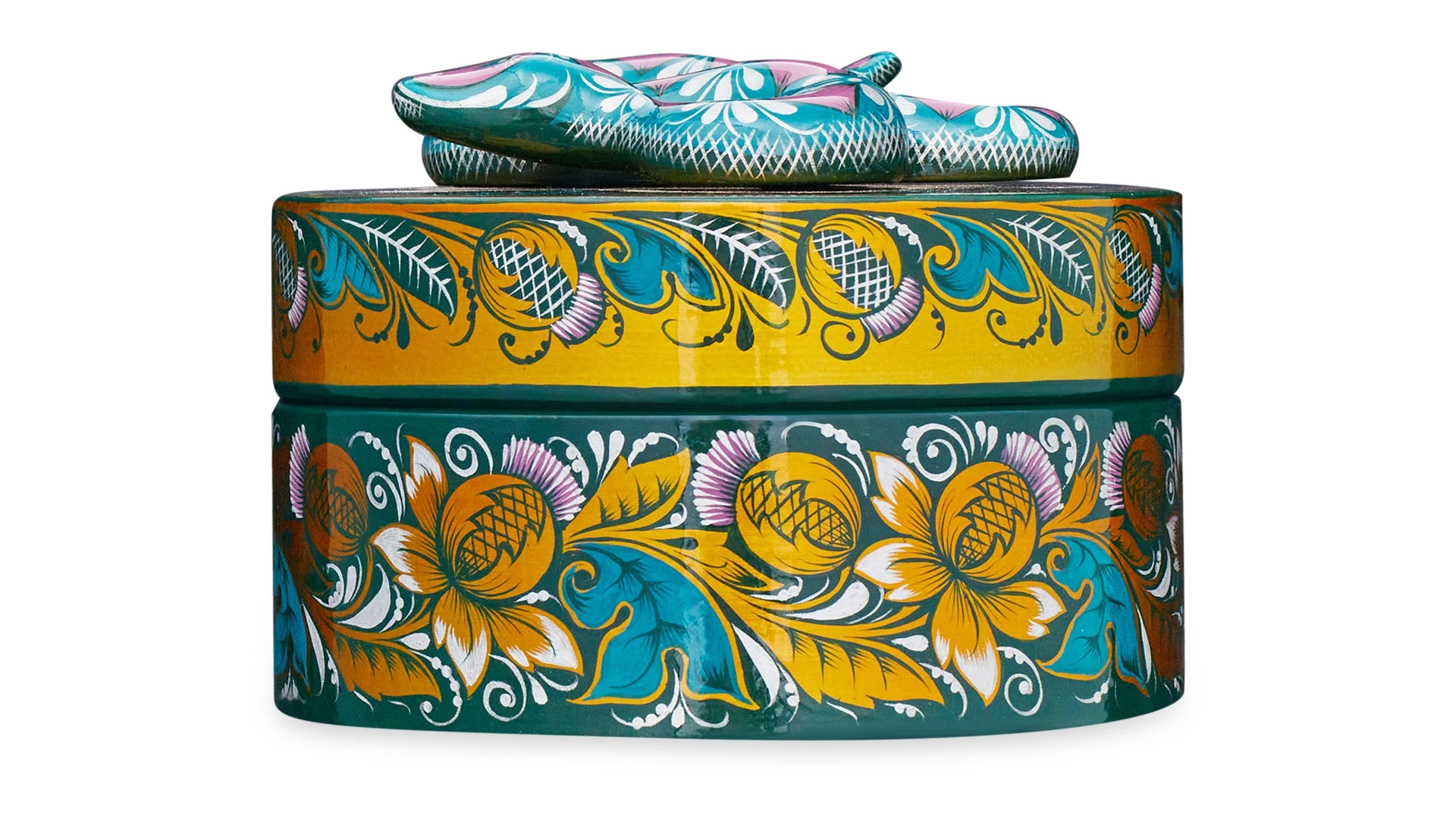 Шкатулка подарочная Золотая Хохлома Змея 14х8 см, дерево