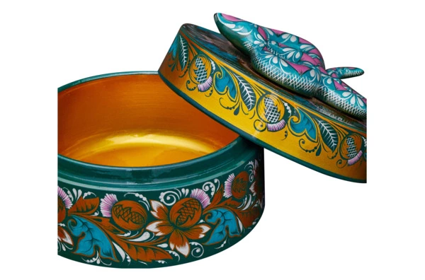 Шкатулка подарочная Золотая Хохлома Змея 14х8 см, дерево