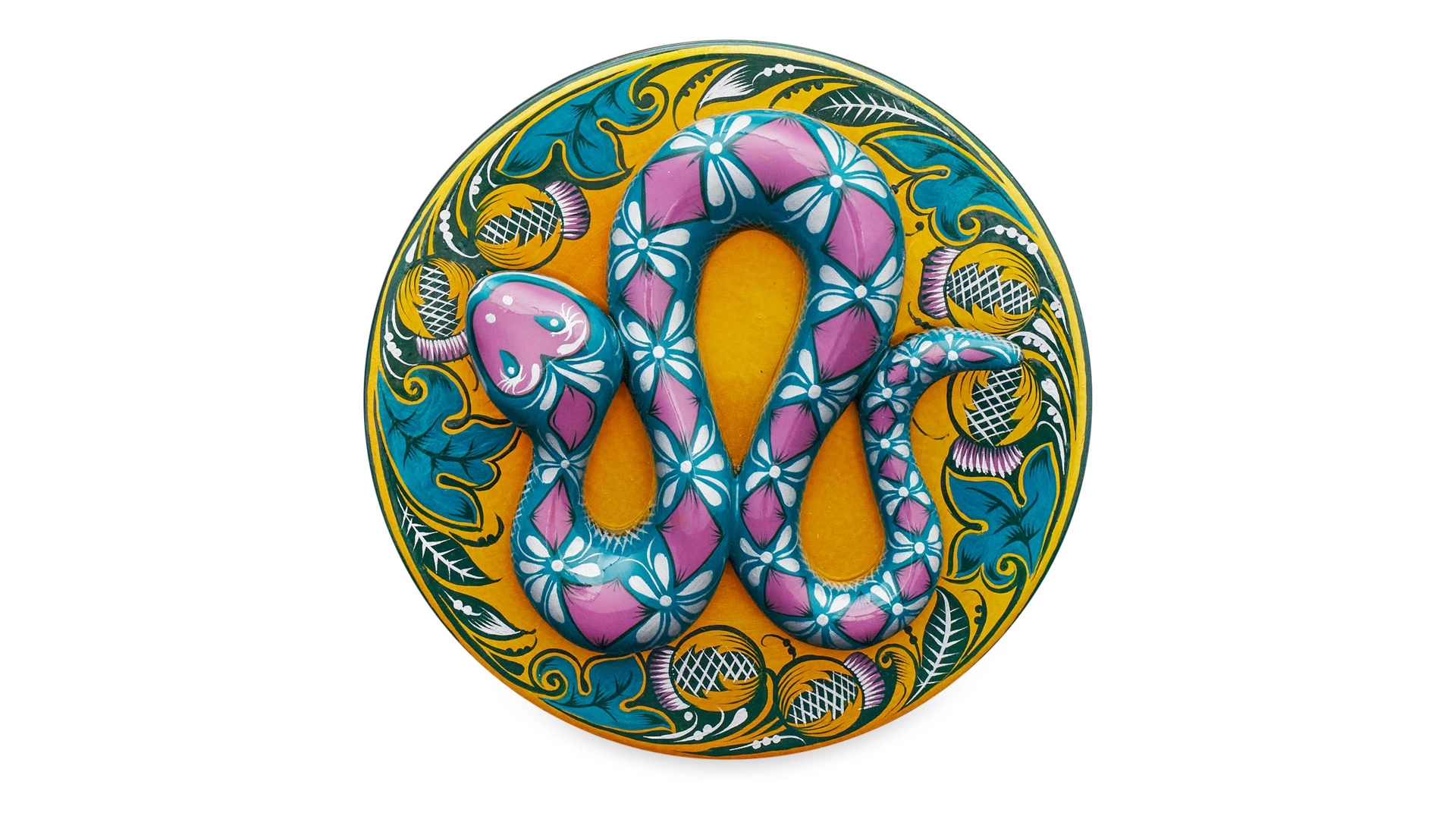 Шкатулка подарочная Золотая Хохлома Змея 14х8 см, дерево