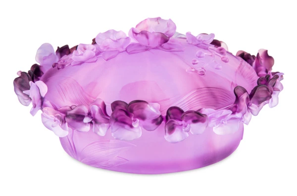 Конфетница с крышкой Decor de table Орхидея 28 см, хрусталь, фиолетовая, п/к