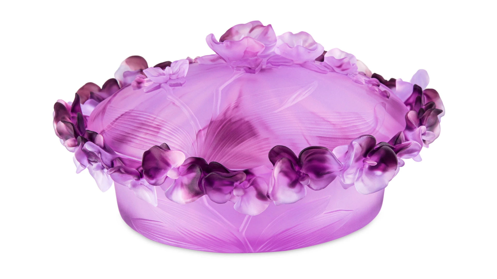 Конфетница с крышкой Decor de table Орхидея 28 см, хрусталь, фиолетовая, п/к