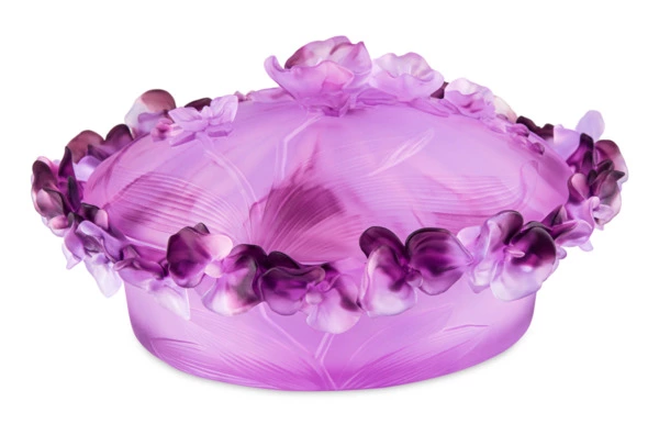 Конфетница с крышкой Decor de table Орхидея 28 см, хрусталь, фиолетовая, п/к