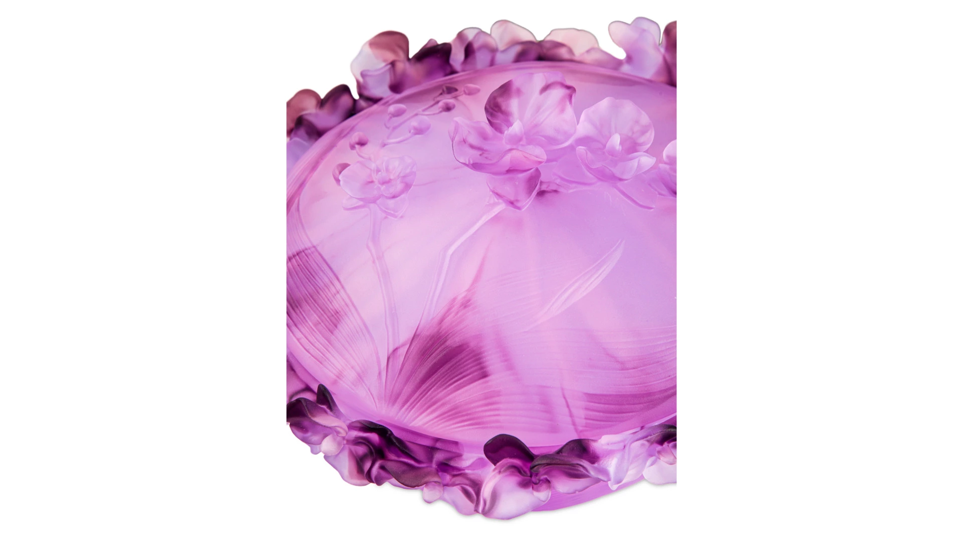 Конфетница с крышкой Decor de table Орхидея 28 см, хрусталь, фиолетовая, п/к