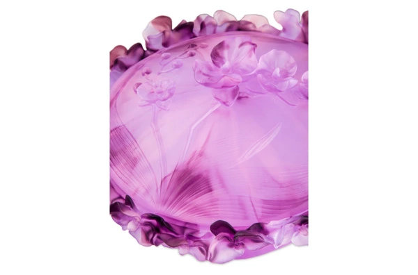 Конфетница с крышкой Decor de table Орхидея 28 см, хрусталь, фиолетовая, п/к