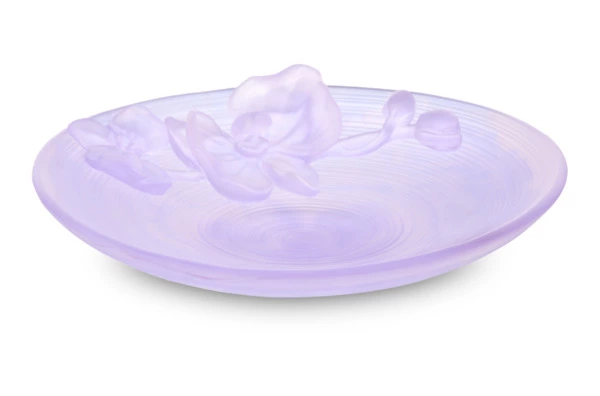 Блюдо Decor de Table Pate de Verre Cristal Орхидея 18 см, хрустальное тесто, фиолетовое, п/к