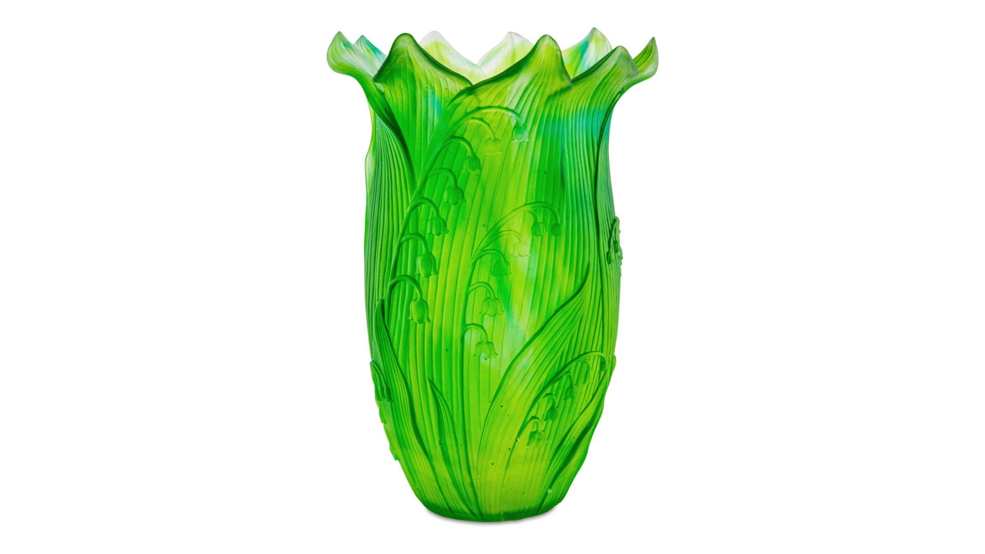 Ваза настольная Decor de Table Pate de Verre Cristal Ландыш 30 см, хрустальное тесто, зеленая, п/к