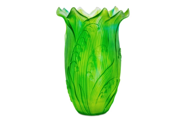Ваза настольная Decor de Table Pate de Verre Cristal Ландыш 30 см, хрустальное тесто, зеленая, п/к