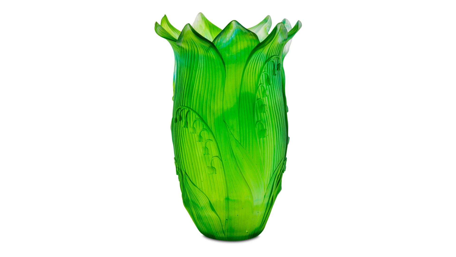 Ваза настольная Decor de Table Pate de Verre Cristal Ландыш 30 см, хрустальное тесто, зеленая, п/к