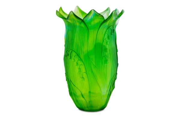 Ваза настольная Decor de Table Pate de Verre Cristal Ландыш 30 см, хрустальное тесто, зеленая, п/к