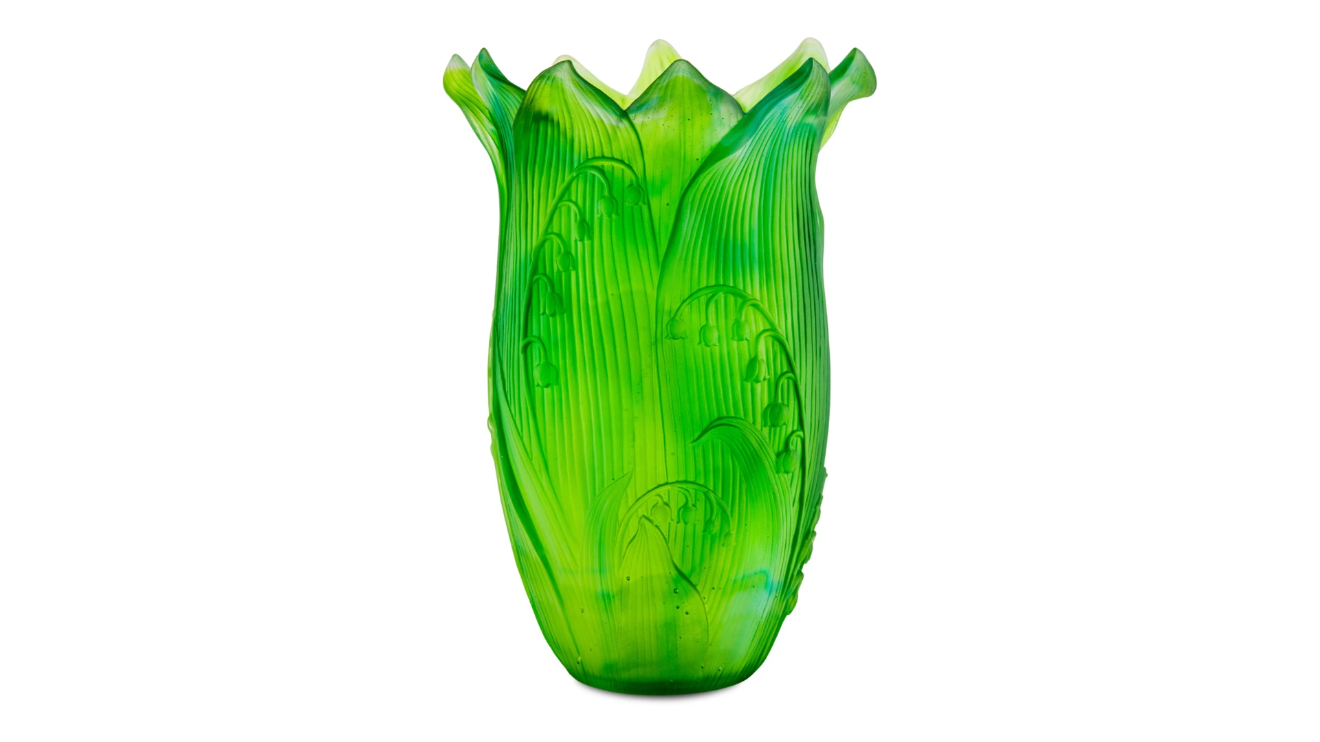 Ваза настольная Decor de Table Pate de Verre Cristal Ландыш 30 см, хрустальное тесто, зеленая, п/к