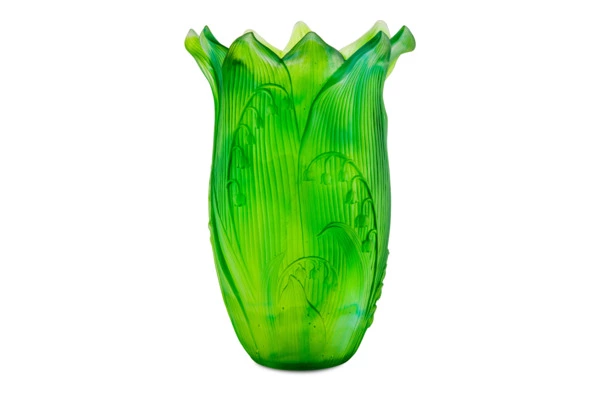 Ваза настольная Decor de Table Pate de Verre Cristal Ландыш 30 см, хрустальное тесто, зеленая, п/к