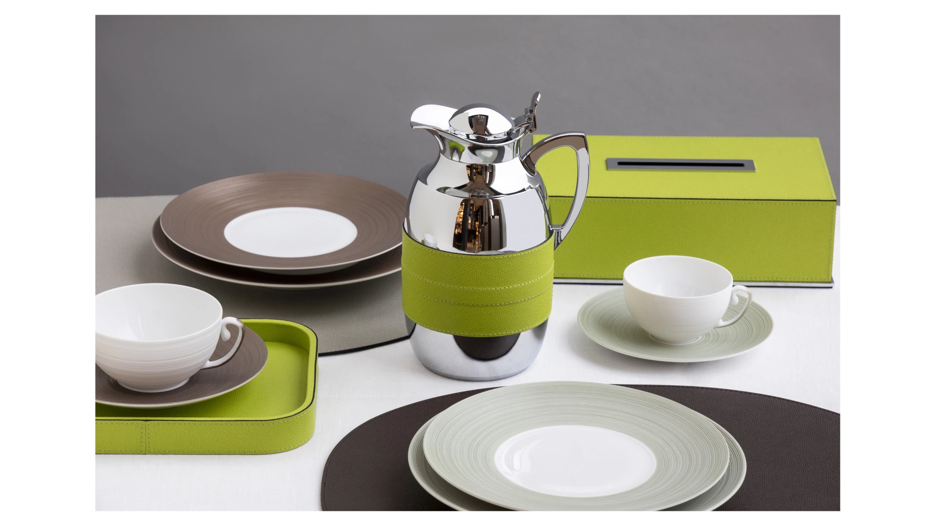 Поднос прямоугольный Giobagnara Поло 27,5х20,5 см, кожа натуральная, салатовый