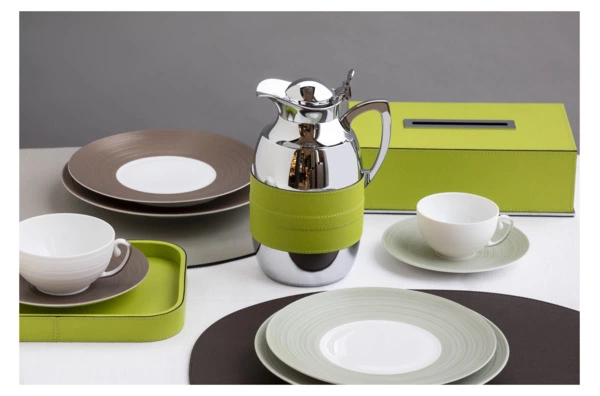 Поднос прямоугольный Giobagnara Поло 27,5х20,5 см, кожа натуральная, салатовый