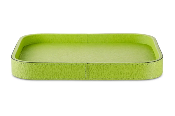 Поднос прямоугольный Giobagnara Поло 27,5х20,5 см, кожа натуральная, салатовый