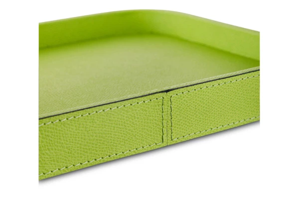 Поднос прямоугольный Giobagnara Поло 27,5х20,5 см, кожа натуральная, салатовый