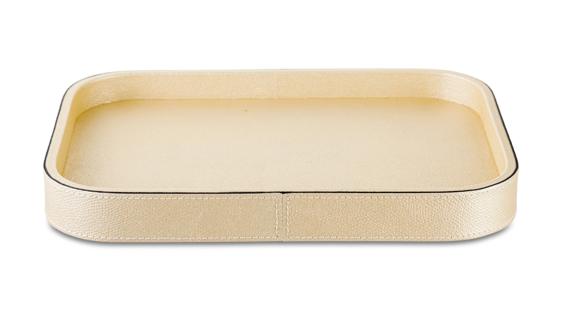 Поднос прямоугольный Giobagnara Поло 27,5х20,5 см, кожа натуральная, шампань