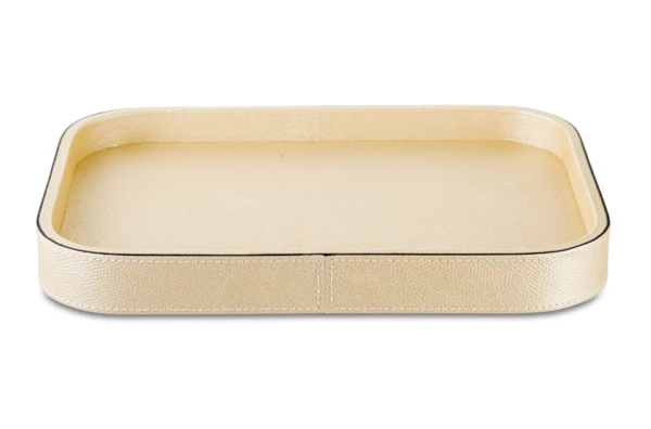 Поднос прямоугольный Giobagnara Поло 27,5х20,5 см, кожа натуральная, шампань