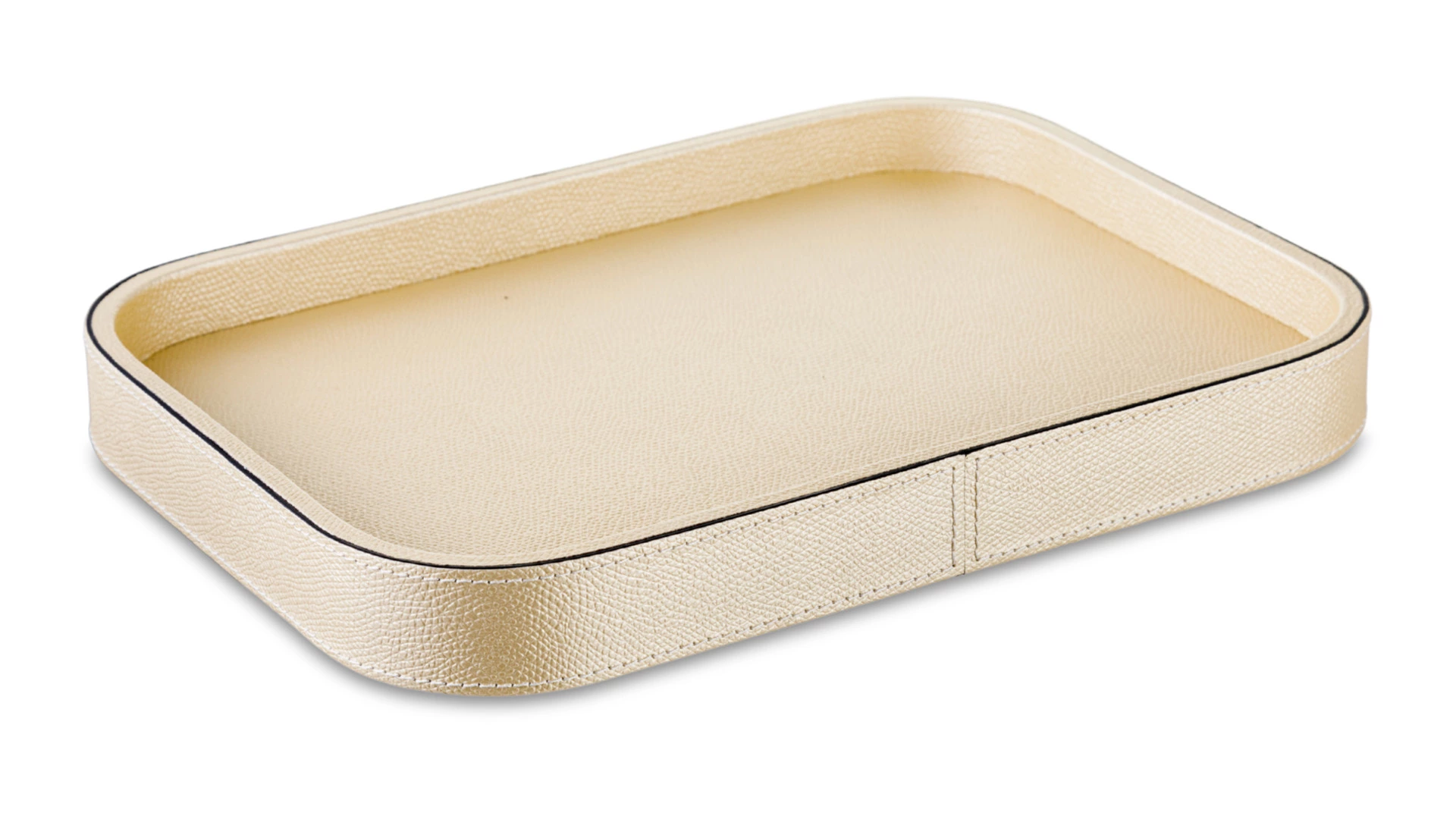 Поднос прямоугольный Giobagnara Поло 27,5х20,5 см, кожа натуральная, шампань