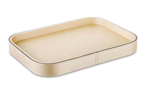 Поднос прямоугольный Giobagnara Поло 27,5х20,5 см, кожа натуральная, шампань