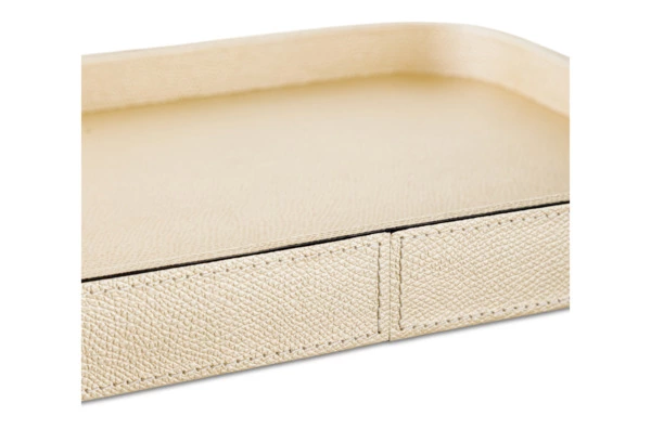 Поднос прямоугольный Giobagnara Поло 27,5х20,5 см, кожа натуральная, шампань