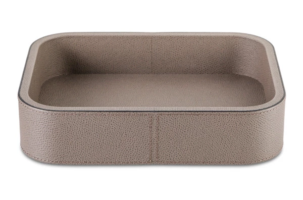 Поднос прямоугольный Giobagnara Поло 23,5х17,5х5,5 см, кожа натуральная, дымчатый