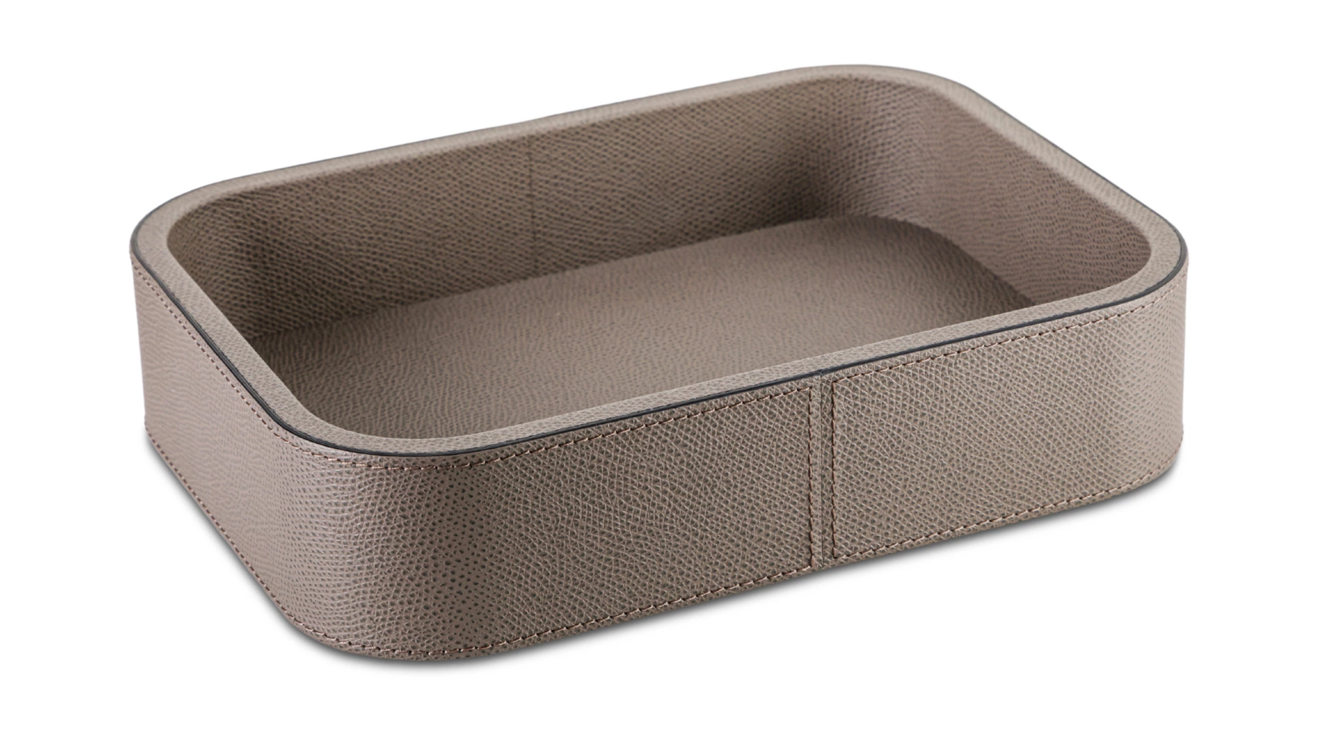 Поднос прямоугольный Giobagnara Поло 23,5х17,5х5,5 см, кожа натуральная, дымчатый