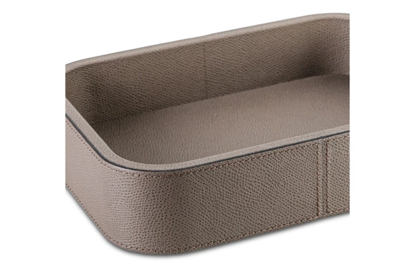 Поднос прямоугольный Giobagnara Поло 23,5х17,5х5,5 см, кожа натуральная, дымчатый