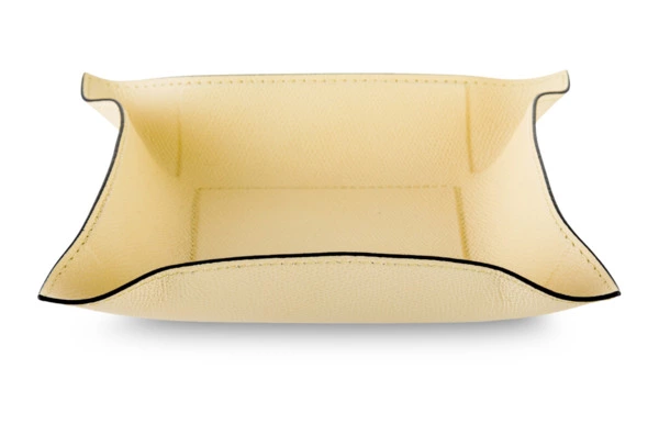 Мелочница квадратная GioBagnara Джек 20х20 см, кожа натуральная, ванильный