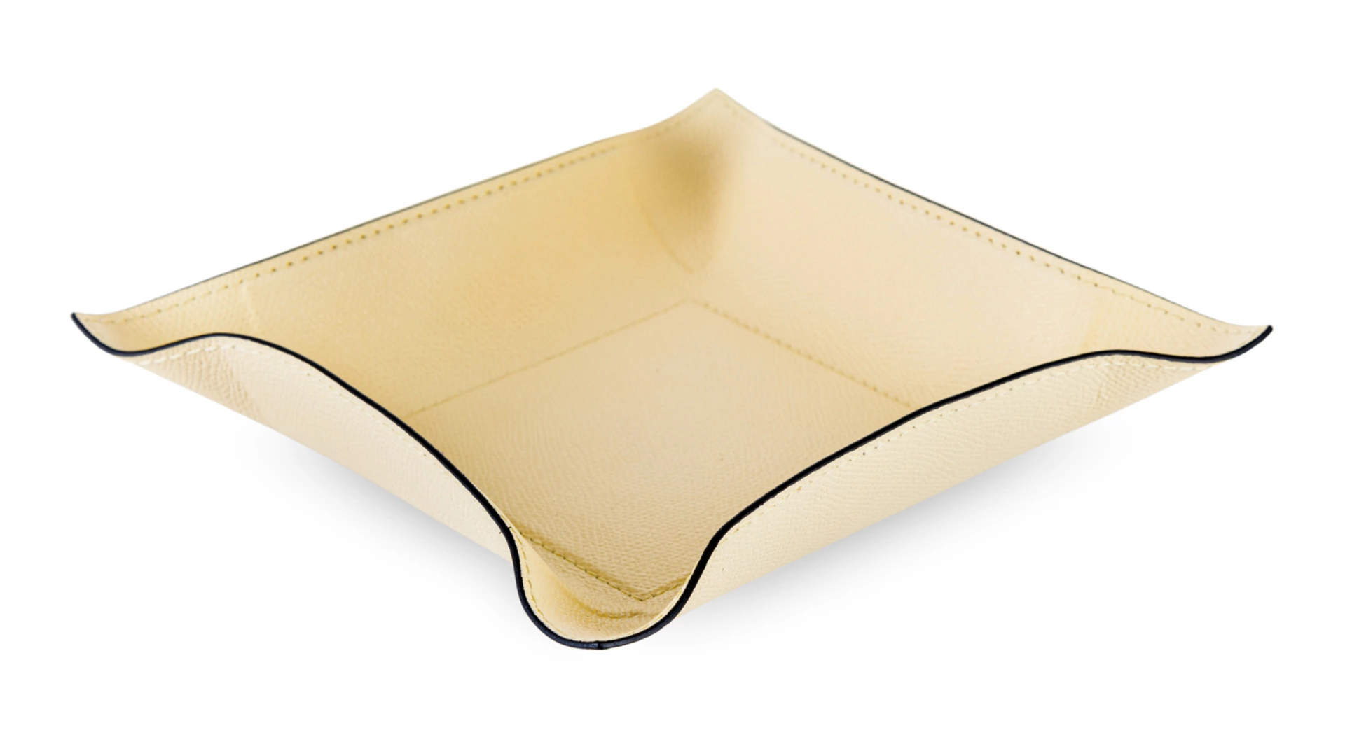 Мелочница квадратная GioBagnara Джек 20х20 см, кожа натуральная, ванильный