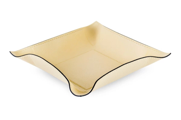 Мелочница квадратная GioBagnara Джек 20х20 см, кожа натуральная, ванильный