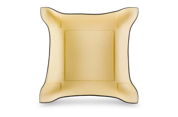 Мелочница квадратная GioBagnara Джек 20х20 см, кожа натуральная, ванильный