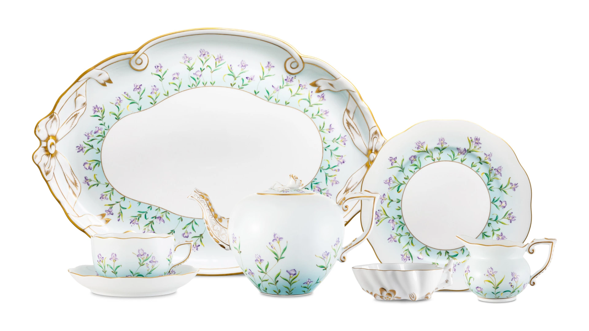 Тет-а-тет чайный Herend Ирис на 2 персоны 10 предметов, фарфор