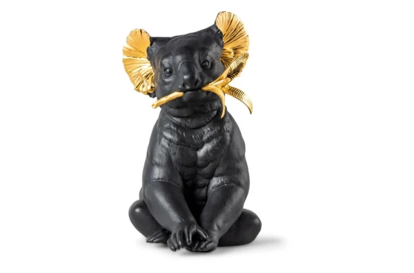 Фигурка Lladro Коала 34х 21x27 см, фарфор, черно-золотая, лимитированный выпуск