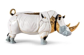 Фигурка Lladro Носорог-киборг 19х45х22 см, белый, фарфор