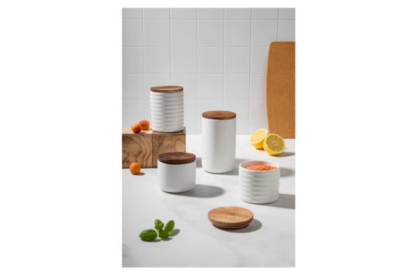 Банка для хранения Decor de table Home 350 мл, рельеф, керамика, акация, белая