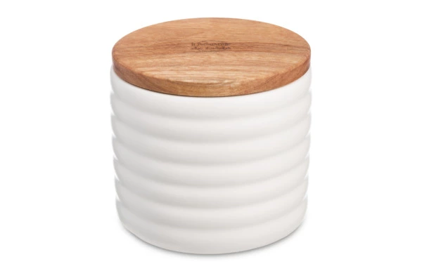 Банка для хранения Decor de table Home 350 мл, рельеф, керамика, акация, белая