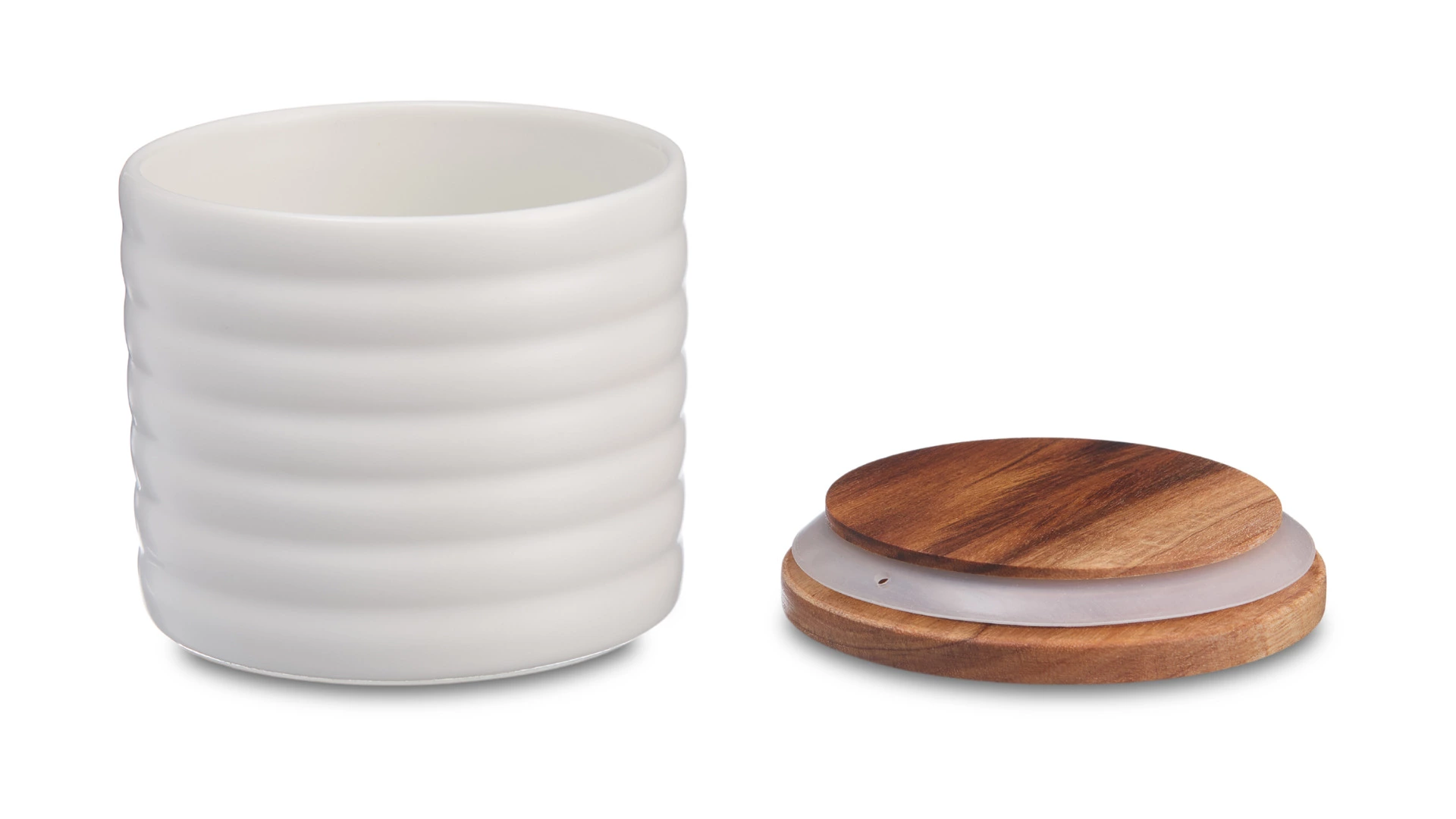 Банка для хранения Decor de table Home 350 мл, рельеф, керамика, акация, белая