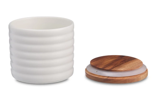 Банка для хранения Decor de table Home 350 мл, рельеф, керамика, акация, белая